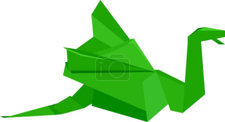 Ilustración de Dragón verde origami ilustración sobre fondo blanco - Imagen libre de derechos