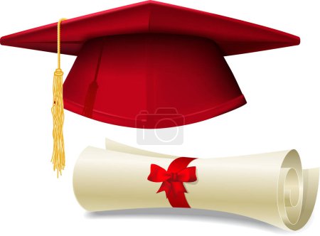 Illustration for Graduation cap with diploma - Royalty Free Image