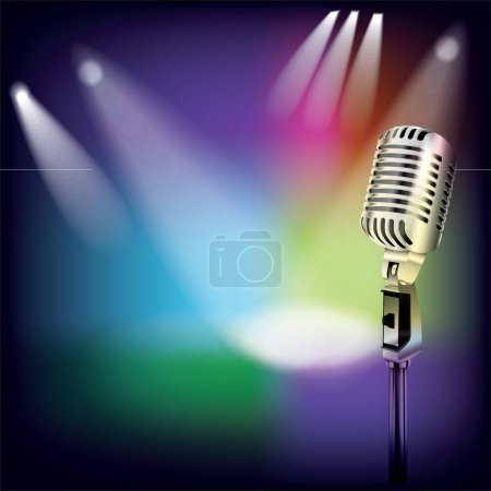 Illustration for Abstract jazz banner, microphone on bright background - Royalty Free Image