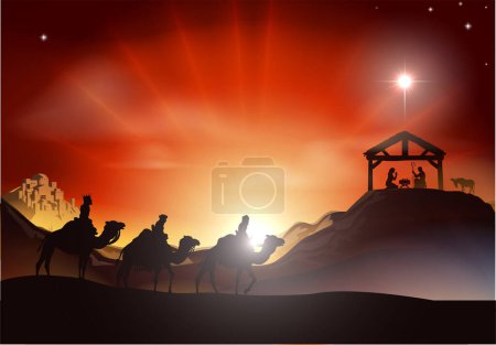 Ilustración de Belén, Nacimiento de Jesús - Imagen libre de derechos