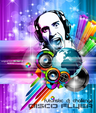 Téléchargez les illustrations : Bannière de défi DJ futuriste - en licence libre de droit
