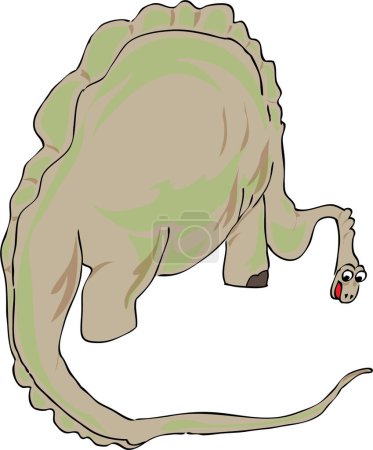 Téléchargez les illustrations : Illustration vectorielle d'un dinosaure dessin animé - en licence libre de droit