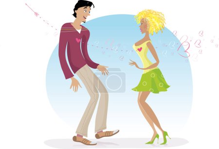Téléchargez les illustrations : Illustration vectorielle d'un couple dansant - en licence libre de droit