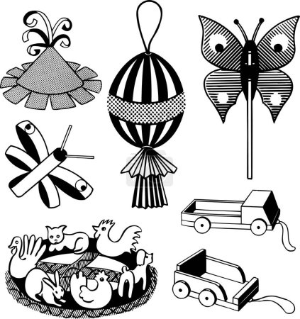 Illustration for Vector set with hand drawn toys - Royalty Free Image