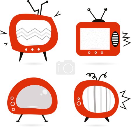 Illustration for Set of vintage retro television icons - Royalty Free Image