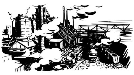 Illustration for Sketch of factory. vector illustration - Royalty Free Image