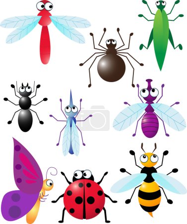 Illustration for Set of cute cartoon bugs. - Royalty Free Image