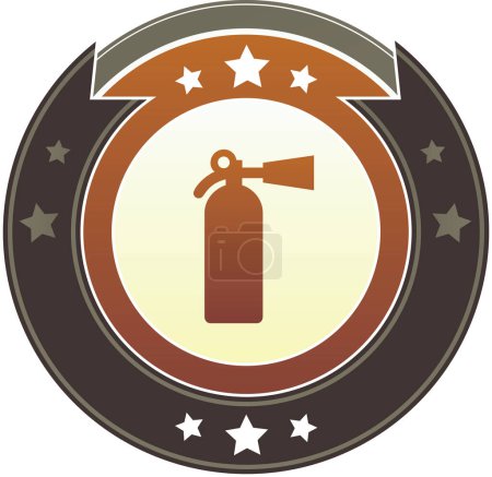 Téléchargez les illustrations : Médaille avec icône d'extincteur - en licence libre de droit