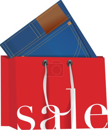 Photo for Shopping bag with jeans on a white background - Royalty Free Image