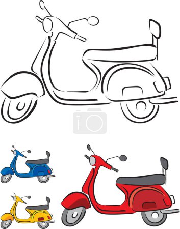 Ilustración de Conjunto de motos, ilustración vectorial - Imagen libre de derechos