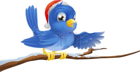 Illustration for Cartoon bird with Christmas hat - Royalty Free Image