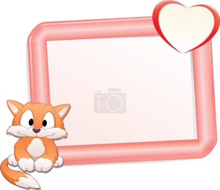 Illustration for Red fox with frame and white background. illustration - Royalty Free Image