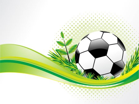 Illustration for Soccer ball on green field, vector illustration - Royalty Free Image