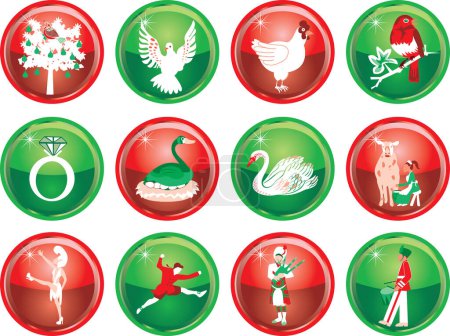 Ilustración de Conjunto vectorial de iconos para Navidad y Año Nuevo - Imagen libre de derechos