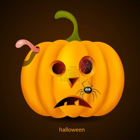Téléchargez les illustrations : Dessin animé Halloween citrouille vecteur illustration - en licence libre de droit