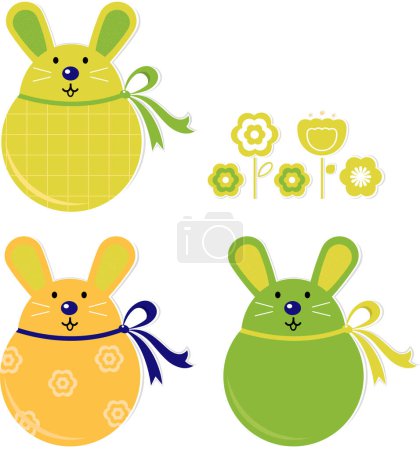 Illustration for Vector illustration of a funny easter rabbits. vector. - Royalty Free Image