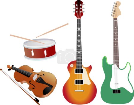Téléchargez les illustrations : Ensemble d'instruments de musique - en licence libre de droit