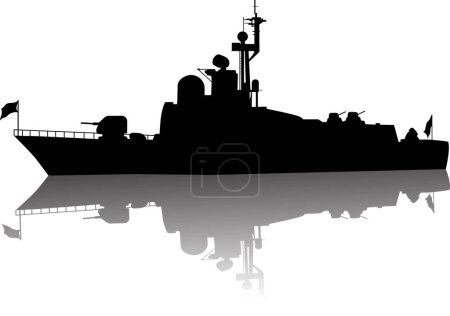 Illustration for Silhouette of military ship, vector illustration - Royalty Free Image