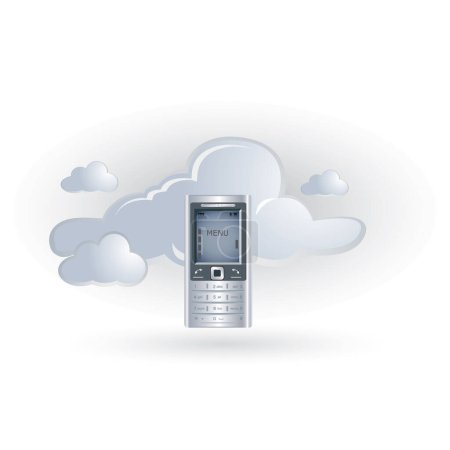Ilustración de Concepto de Cloud Computing con smartphone - Imagen libre de derechos