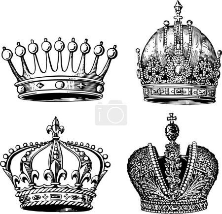 Ilustración de Coronas iconos, ilustraciones de vectores vintage - Imagen libre de derechos