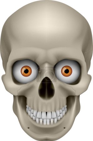 Ilustración de Ilustración de cráneo humano con ojos sobre fondo blanco - Imagen libre de derechos