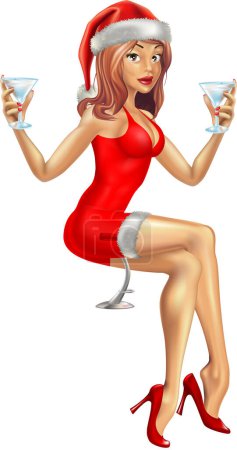 Illustration for Sexy santa girl on christmas party - Royalty Free Image
