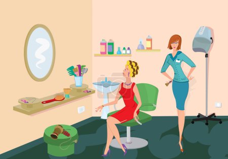 Illustration for Young girl doing makeup in the beauty salon - Royalty Free Image