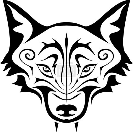 Téléchargez les illustrations : Conception de tatouage de tête de loup - en licence libre de droit