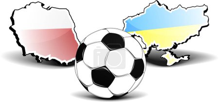 Ilustración de Balón de fútbol con banderas de Polonia y Ucrania - Imagen libre de derechos