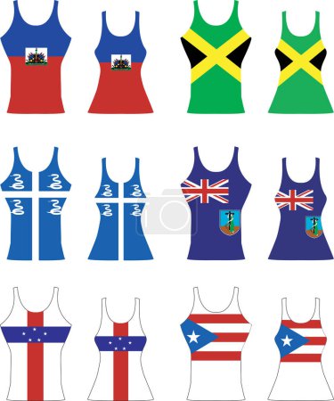 Illustration for Tank Tops icons in different flags on white background - Royalty Free Image