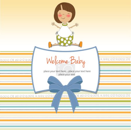 Ilustración de Tarjeta de ducha de bebé con signo de bienvenida bebé. ilustración vectorial - Imagen libre de derechos