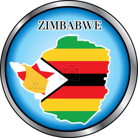 Téléchargez les illustrations : Zimbabwe Bouton rond illustration vectorielle - en licence libre de droit