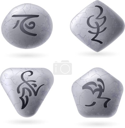 Illustration for Set of stones with runes on white background - Royalty Free Image