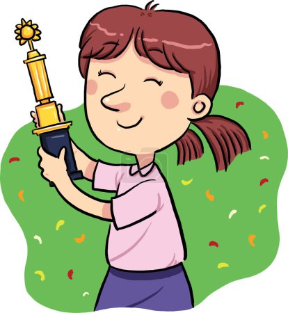 Illustration for Little girl with trophy - Royalty Free Image