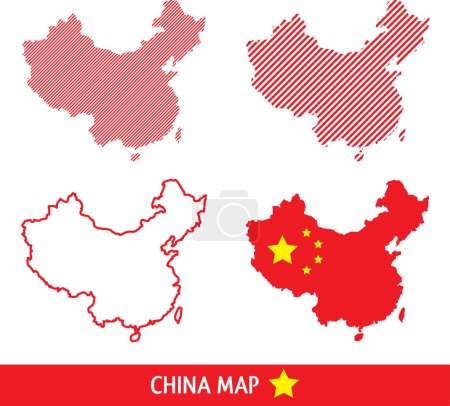 Téléchargez les illustrations : Définir les cartes de la Chine - en licence libre de droit
