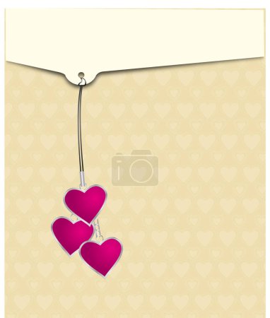 Téléchargez les illustrations : Pendentif en forme de coeur avec chaîne. fond de Saint-Valentin - en licence libre de droit