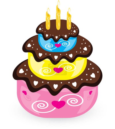 Téléchargez les illustrations : Illustration d'un gâteau d'anniversaire joyeux - en licence libre de droit