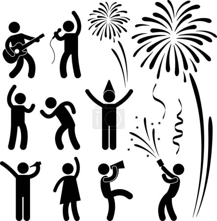 Téléchargez les illustrations : Illustration de personnes célébrant sur fond blanc. - en licence libre de droit