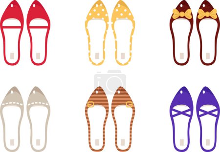 Téléchargez les illustrations : Ensemble de chaussures féminines sur fond blanc - en licence libre de droit