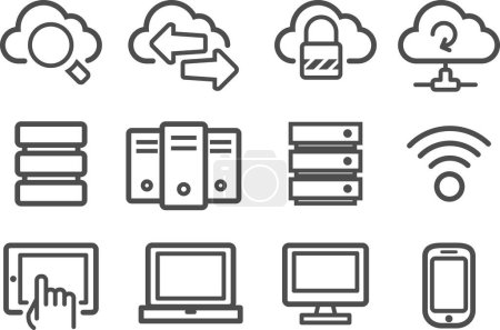 Ilustración de Conjunto de iconos de computación en nube - Imagen libre de derechos