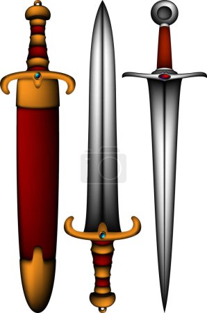 Illustration for Three swords on a white background - Royalty Free Image