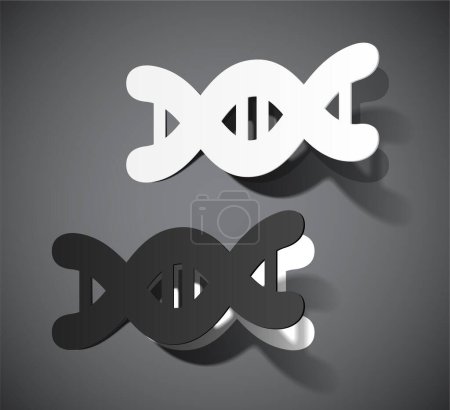 Téléchargez les illustrations : Icône de symbole d'ADN de coupe de papier isolé sur fond gris. Style art du papier. Vecteur - en licence libre de droit