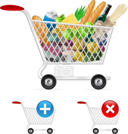 Illustration for Shopping cart with groceries - Royalty Free Image