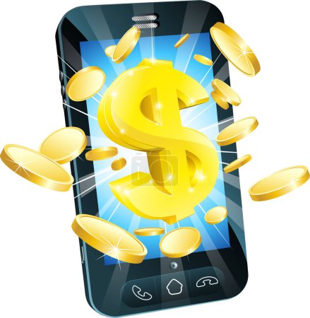 Illustration for Dollar sign on mobile phone - Royalty Free Image