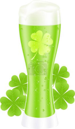 Illustration for Illustration of green beer glass with clover - Royalty Free Image