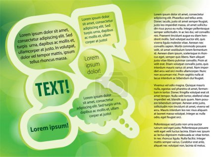 Téléchargez les illustrations : Modèle de conception abstrait Bulles de parole avec Copyspace sur fond vert Bokeh - en licence libre de droit