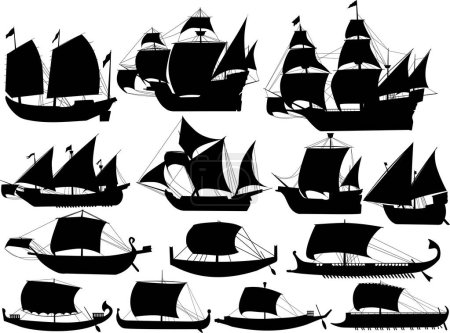 Illustration for Set of ships. ships collection - Royalty Free Image