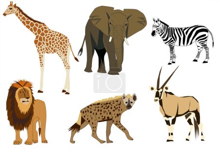 Téléchargez les illustrations : Animaux sauvages collection, animaux sauvages et animaux illustration vectorielle - en licence libre de droit