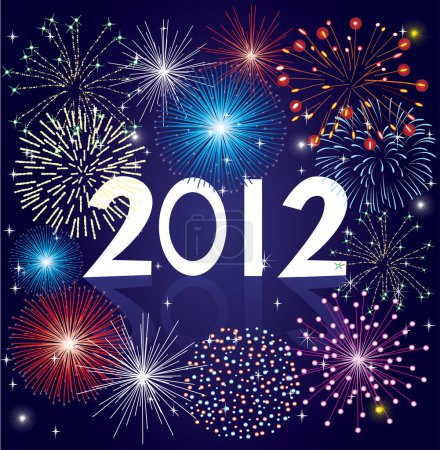 Illustration for 2 0 1 2 new year background with fireworks - Royalty Free Image