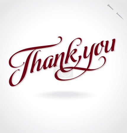 Illustration for Thank you message red lettering. thank you card. illustration. - Royalty Free Image